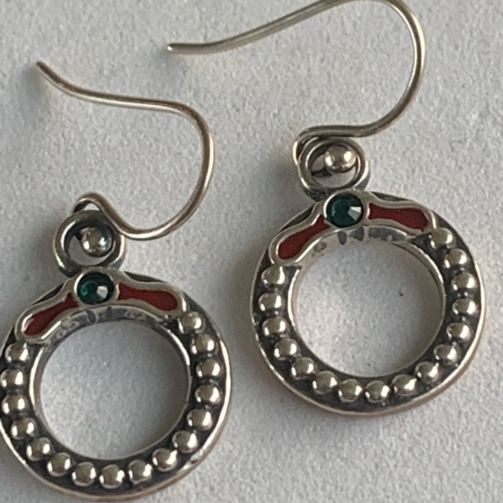 Silpada Christmas Wreath wire dangle earrings W1774